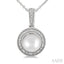Silver Pearl & Halo Diamond Pendant