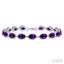 Silver Oval Shape Gemstone & Diamond Bracelet