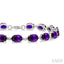 Silver Oval Shape Gemstone & Diamond Bracelet