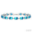 Silver Oval Shape Gemstone & Diamond Bracelet