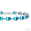 Silver Oval Shape Gemstone & Diamond Bracelet