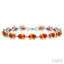 Silver Oval Shape Gemstone & Diamond Bracelet