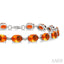 Silver Oval Shape Gemstone & Diamond Bracelet
