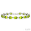 Silver Oval Shape Gemstone & Diamond Bracelet
