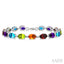 Silver Oval Shape Gemstone & Diamond Bracelet