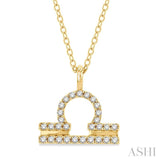 1/8 Ctw Libra Round Cut Diamond Zodiac Pendant With Chain in 14K Yellow Gold