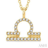 1/8 Ctw Libra Round Cut Diamond Zodiac Pendant With Chain in 14K Yellow Gold