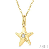 1/50 Ctw Starfish Petite Round Cut Diamond Fashion Pendant With Chain in 10K Yellow Gold