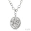 Silver Circle Dog Paw Fluted Medallion Diamond Fashion Pendant