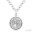 Silver Circle Dog Paw Fluted Medallion Diamond Fashion Pendant