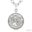 Silver Circle Dog Paw Fluted Medallion Diamond Fashion Pendant