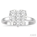 1 Ctw Round Cut Diamond Heart Shape Lovebright Ring in 14K White Gold