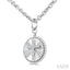 Silver Circle Cross Fluted Medallion Diamond Fashion Pendant