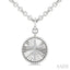 Silver Circle Cross Fluted Medallion Diamond Fashion Pendant