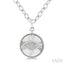 Silver Circle Evil Eye Fluted Medallion Diamond Fashion Pendant