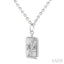Silver Rectangle Star Of David Fluted Medallion Diamond Pendant