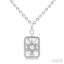 Silver Rectangle Star Of David Fluted Medallion Diamond Pendant