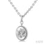 Silver Circle Star Of David Fluted Medallion Diamond Pendant