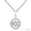 Silver Circle Star Of David Fluted Medallion Diamond Pendant