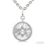 Silver Circle Star Of David Fluted Medallion Diamond Pendant