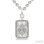 Silver Rectangle Fleur-De-Lis Fluted Medallion Diamond Pendant