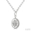 Silver Circle Fleur-De-Lis Fluted Medallion Diamond Pendant