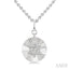 Silver Circle Star Of David Fluted Medallion Diamond Pendant
