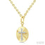 Gold Vermeil Circle Cross Fluted Medallion Diamond Pendant