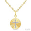 Gold Vermeil Circle Cross Fluted Medallion Diamond Pendant