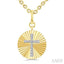 Gold Vermeil Circle Cross Fluted Medallion Diamond Pendant