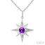 Silver Star Gemstone & Diamond Fashion Pendant