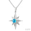 Silver Star Gemstone & Diamond Fashion Pendant