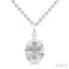 Silver Oval Shape Cross Fluted Medallion Diamond Pendant