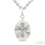 Silver Oval Shape Cross Fluted Medallion Diamond Pendant