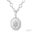 Silver Octagon Floral Medallion Diamond Fashion Pendant