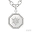 Silver Octagon Floral Medallion Diamond Fashion Pendant