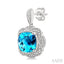 Silver Cushion Shape Gemstone & Diamond Earrings
