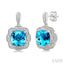 Silver Cushion Shape Gemstone & Diamond Earrings