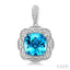 Silver Cushion Shape Gemstone & Diamond Earrings