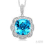 Silver Cushion Shape Gemstone & Diamond Pendant
