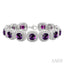 Silver Cushion Shape Gemstone & Diamond Bracelet