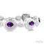 Silver Bold Oval Shape Gemstone & Diamond Bracelet