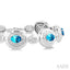 Silver Bold Oval Shape Gemstone & Diamond Bracelet