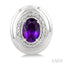 Silver Bold Oval Shape Gemstone & Diamond Earrings