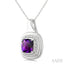 Silver Bold Cushion Shape Gemstone & Diamond Pendant