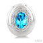 Silver Bold Oval Shape Gemstone & Diamond Earrings