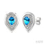 Silver Bold Pear Shape Gemstone & Diamond Earrings