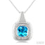Silver Bold Cushion Shape Gemstone & Diamond Pendant