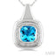 Silver Bold Cushion Shape Gemstone & Diamond Pendant