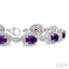 Silver Oval Shape Gemstone & Diamond Bracelet
